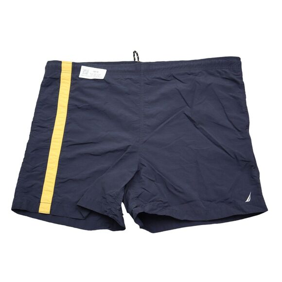 Nautica Shorts Mens XL Blue Yellow Swim Shorts Pocket Drawstring Nylon Logo - Picture 1 of 15